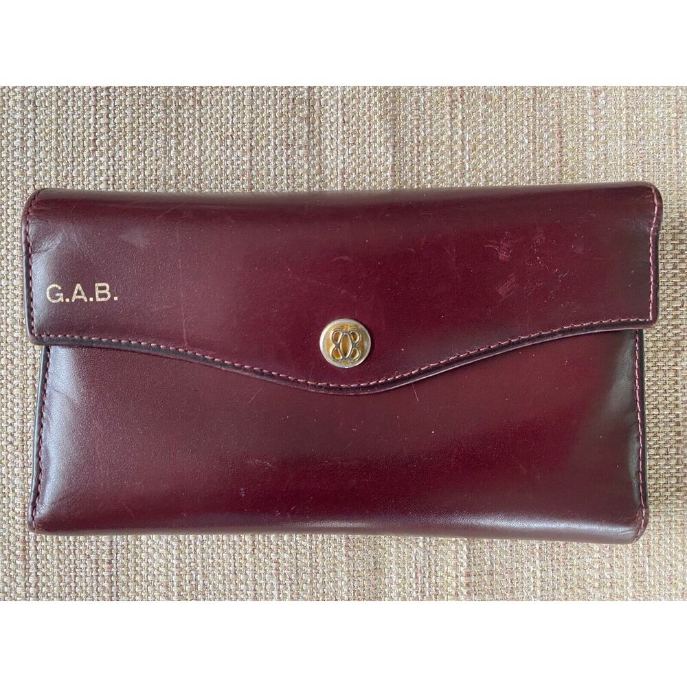 BOSCA Vintage Burgundy Leather Checkbook Wallet USA